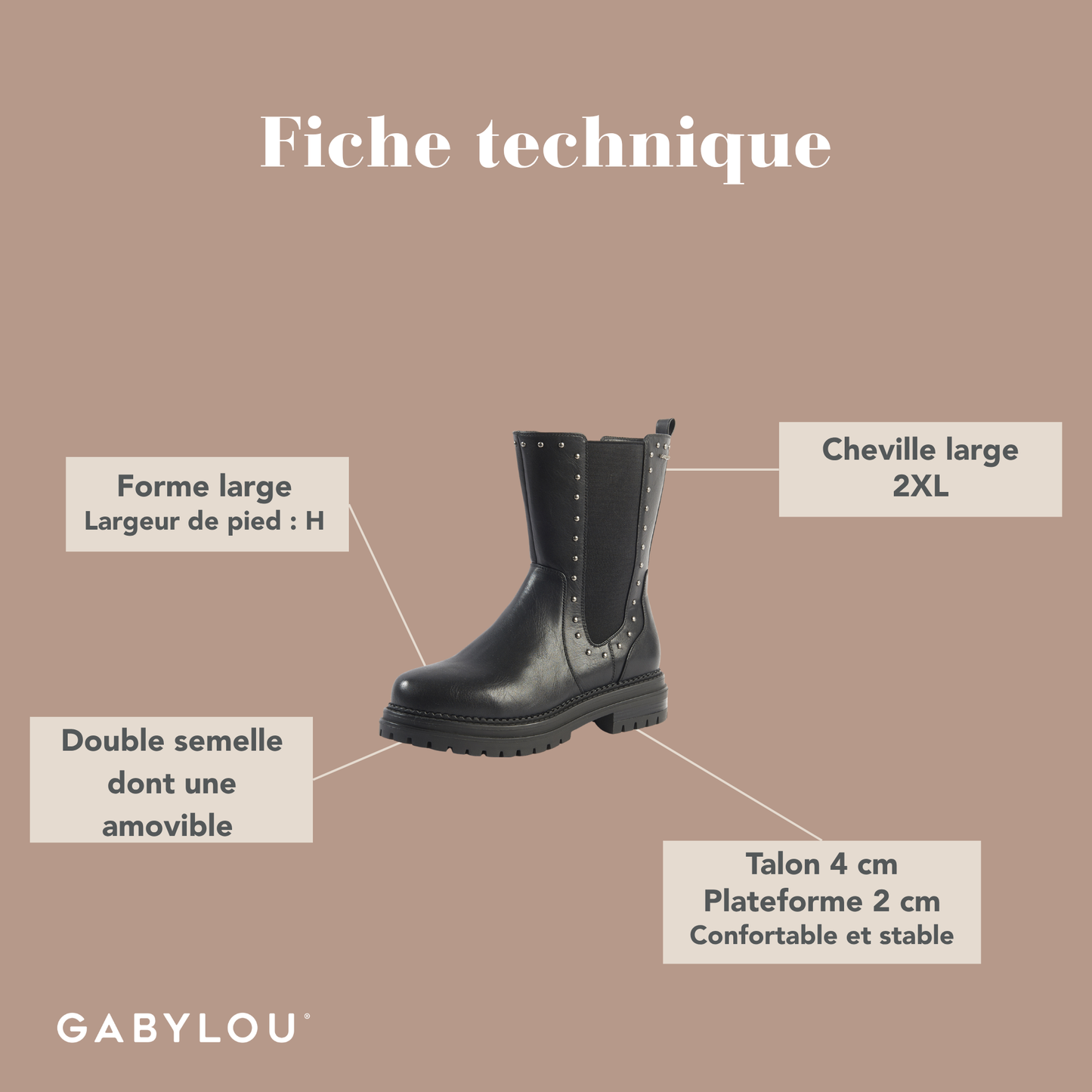 Bottillons 2XL pour chevilles larges - Modele Jade