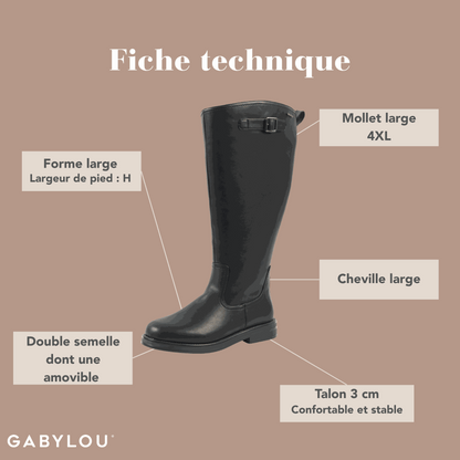 Bottes 4XL pour mollets larges - Modele Kate