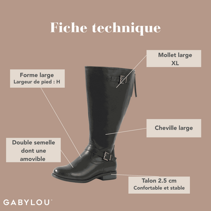 Bottes 4XL pour mollets larges - Modele Kate