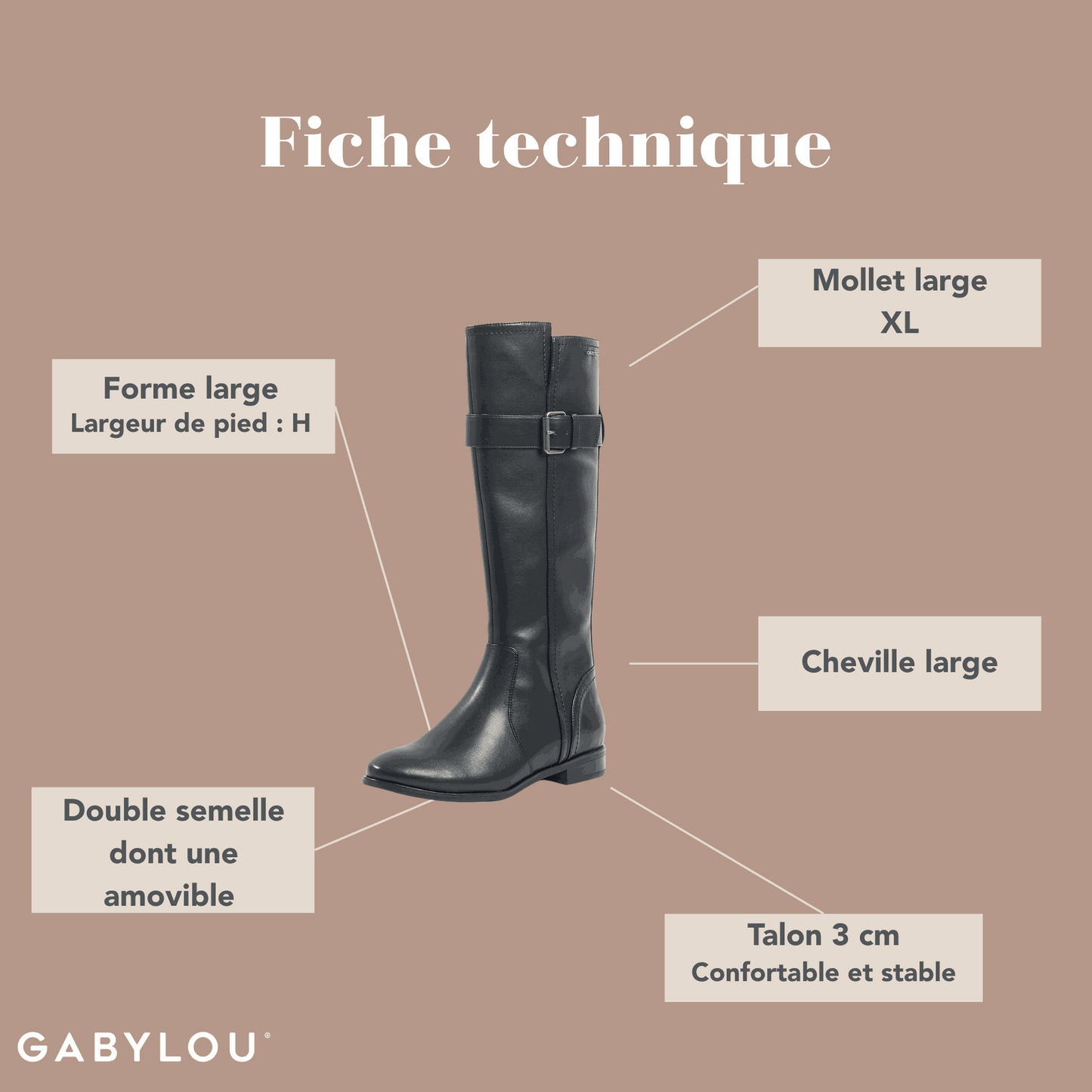 Bottes XS pour mollets larges - Modele Kelley