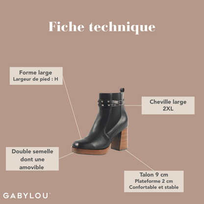 Bottillons 2XL pour mollets larges - Modele Kim