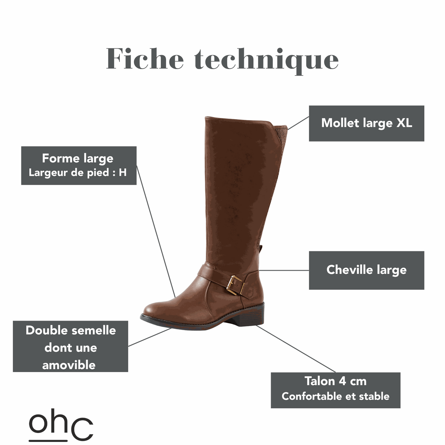 Bottes XL pour mollets larges - Modele Kiwi