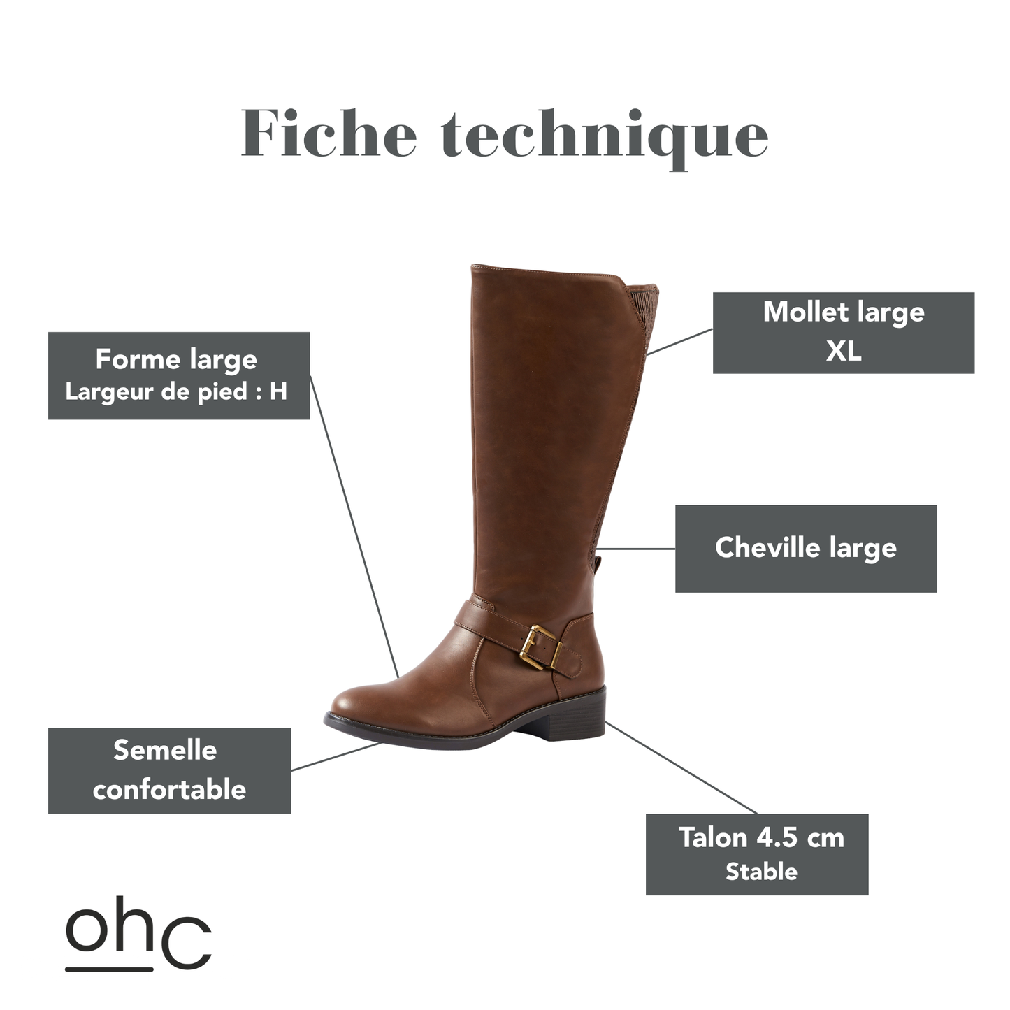 Bottes XL pour mollets larges - Modele Kiwi