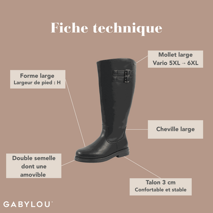 Bottes 5XL pour mollets larges - Modele Laure