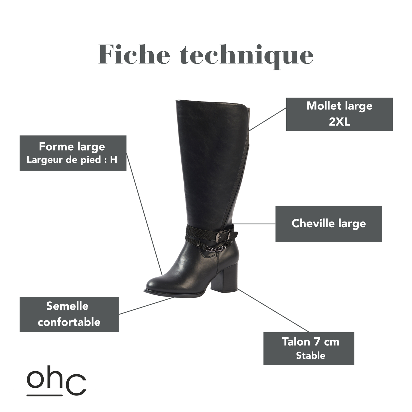 Bottes 2XL pour mollets larges - Modele Lemon