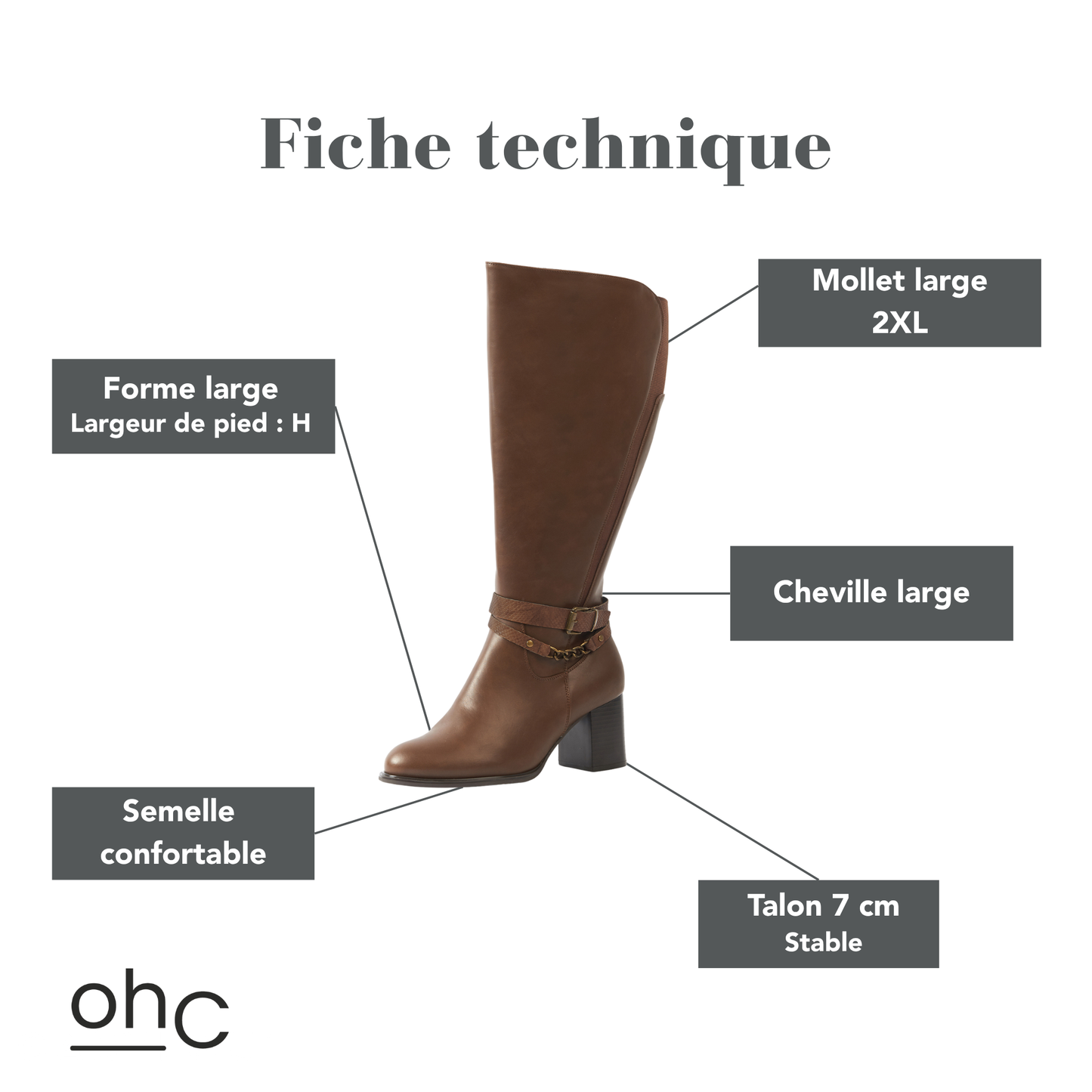Bottes 2XL pour mollets larges - Modele Lemon
