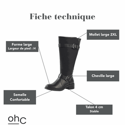 Bottes 2XL pour mollets larges - Modele Litchi