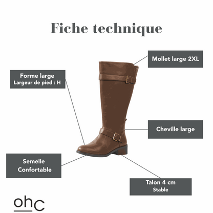 Bottes 2XL pour mollets larges - Modele Litchi