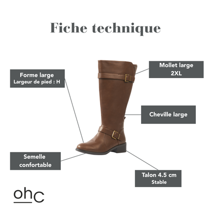 Bottes 2XL pour mollets larges - Modele Litchi