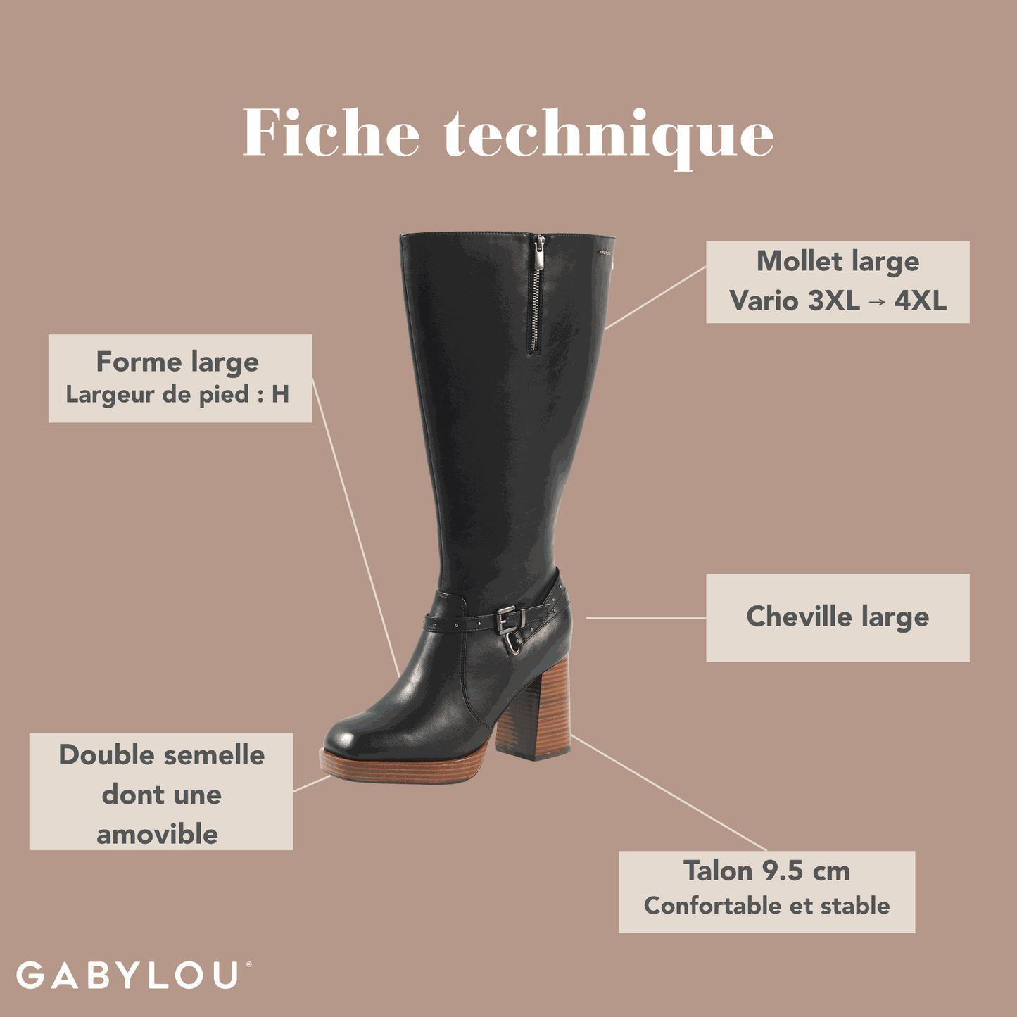 Bottes 3XL pour mollets larges - Modele Manon