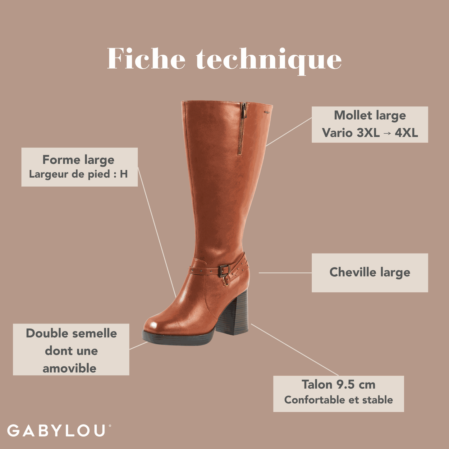 Bottes 3XL pour mollets larges - Modele Manon