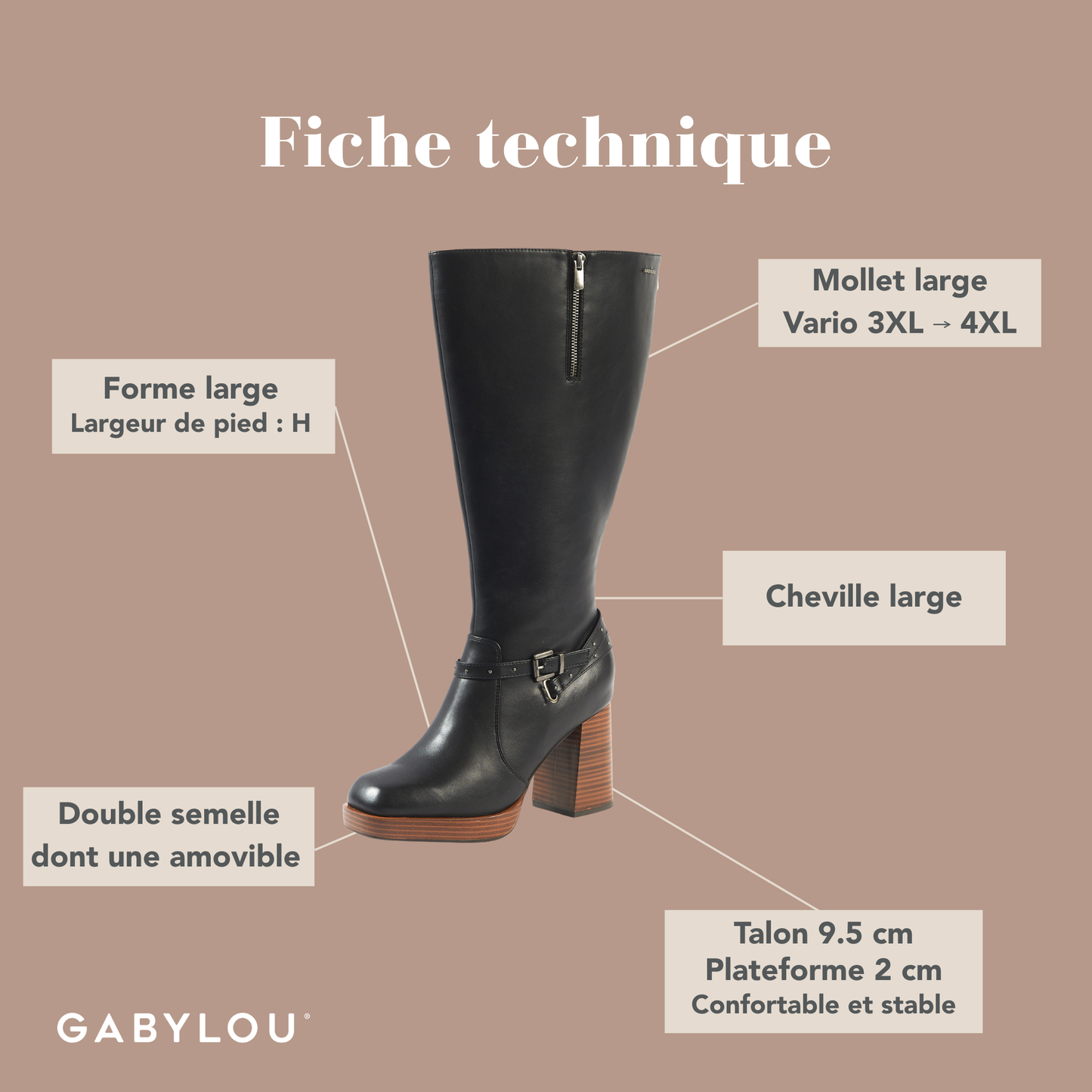 Bottes 3XL pour mollets larges - Modele Manon