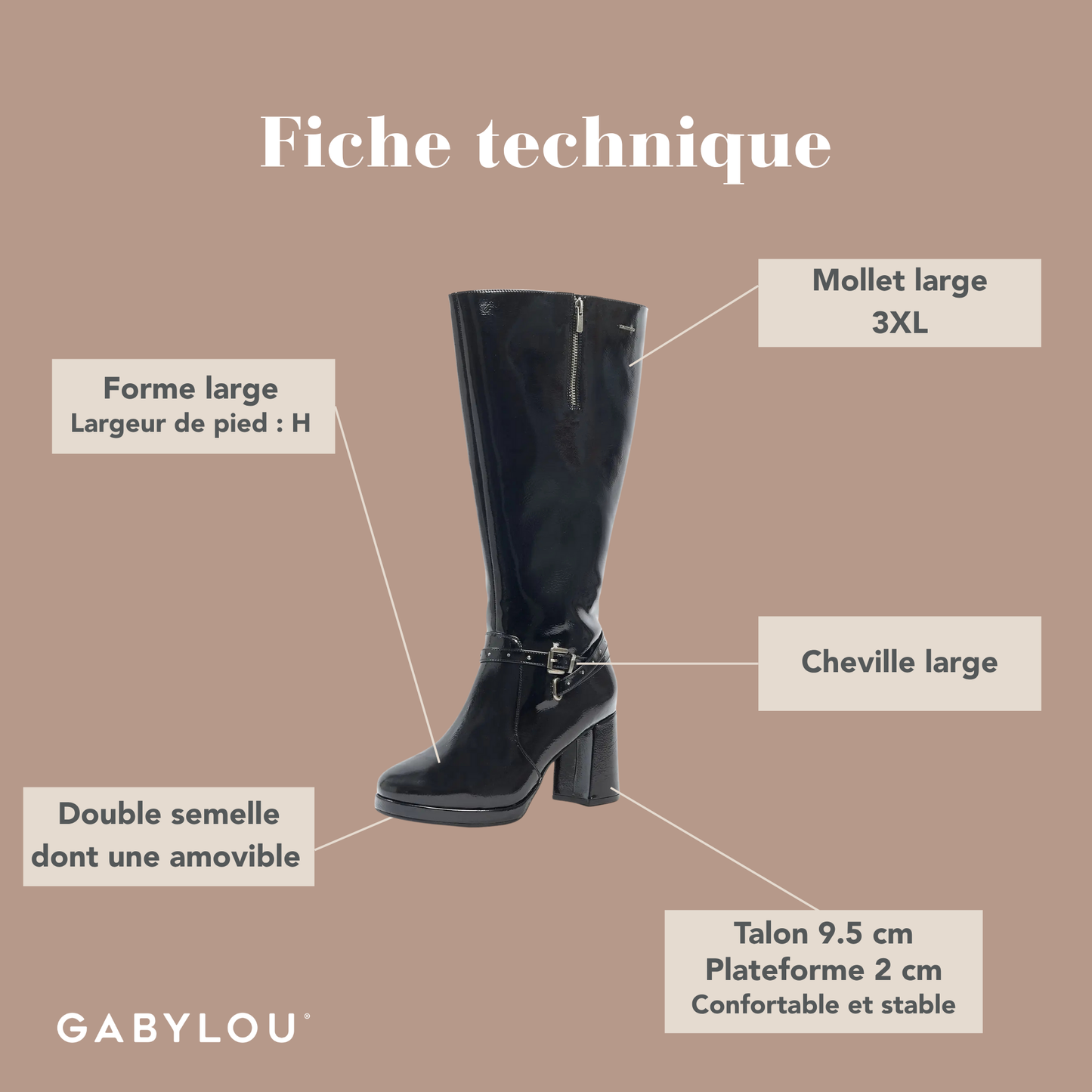 Bottes 3XL pour mollets larges - Modele Manon