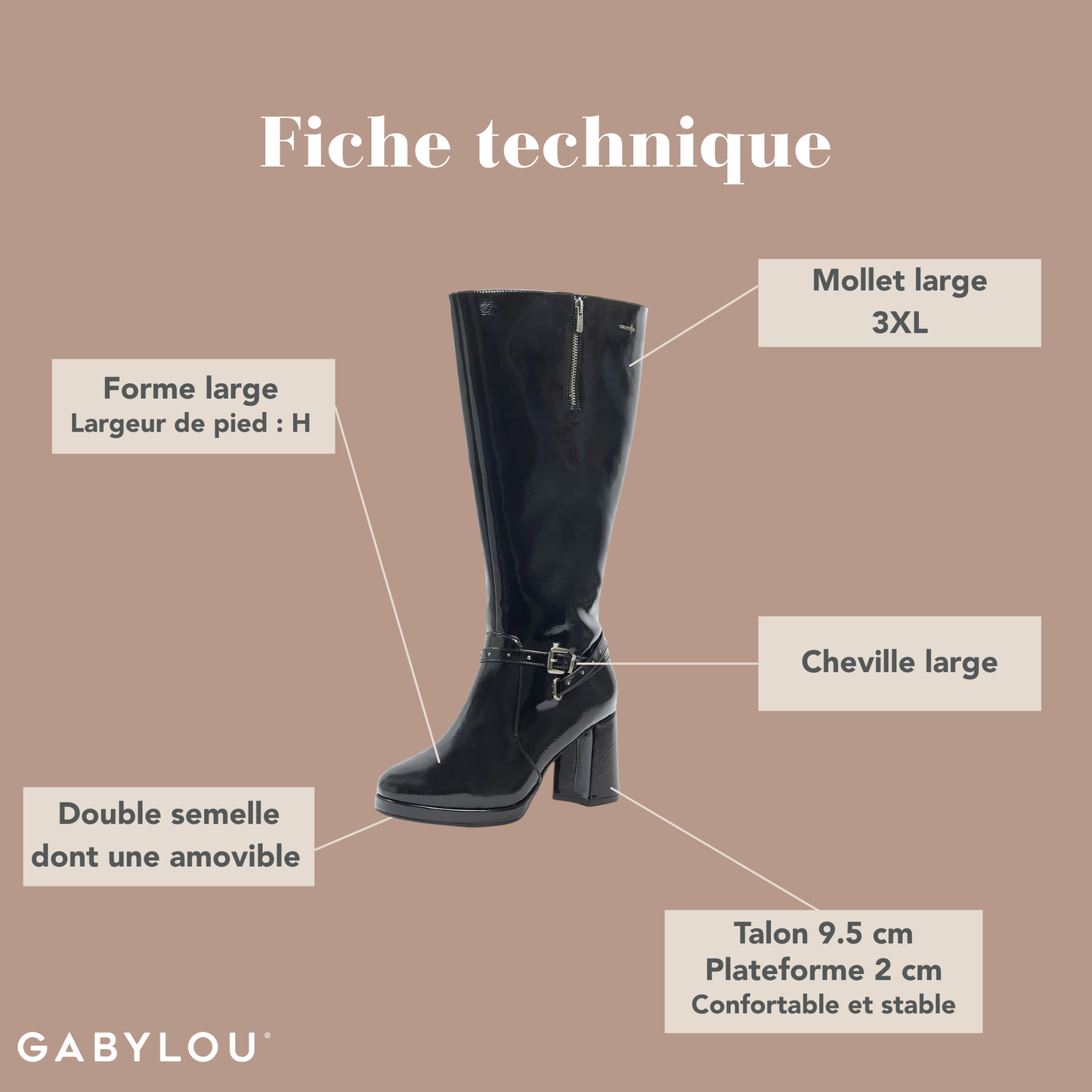 Bottes 3XL pour mollets larges - Modele Manon