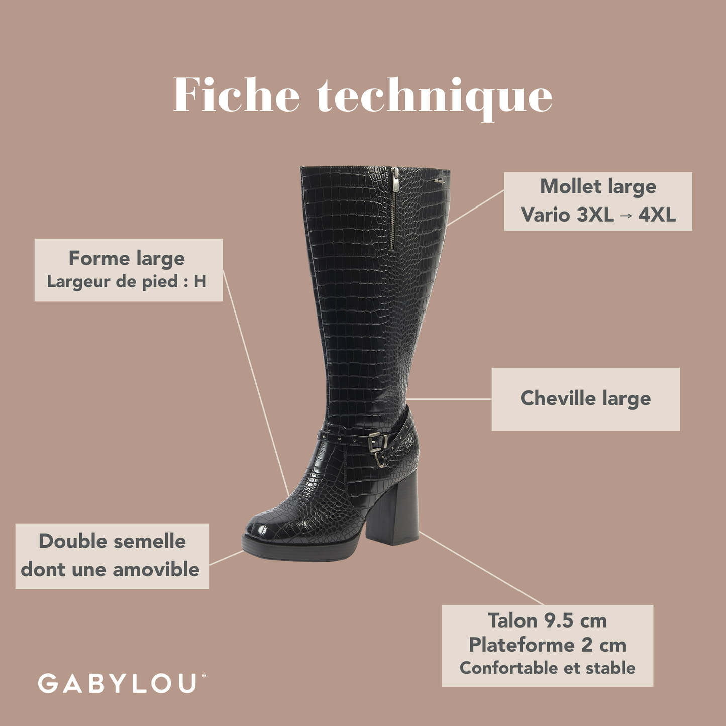 Bottes 3XL pour mollets larges - Modele Manon