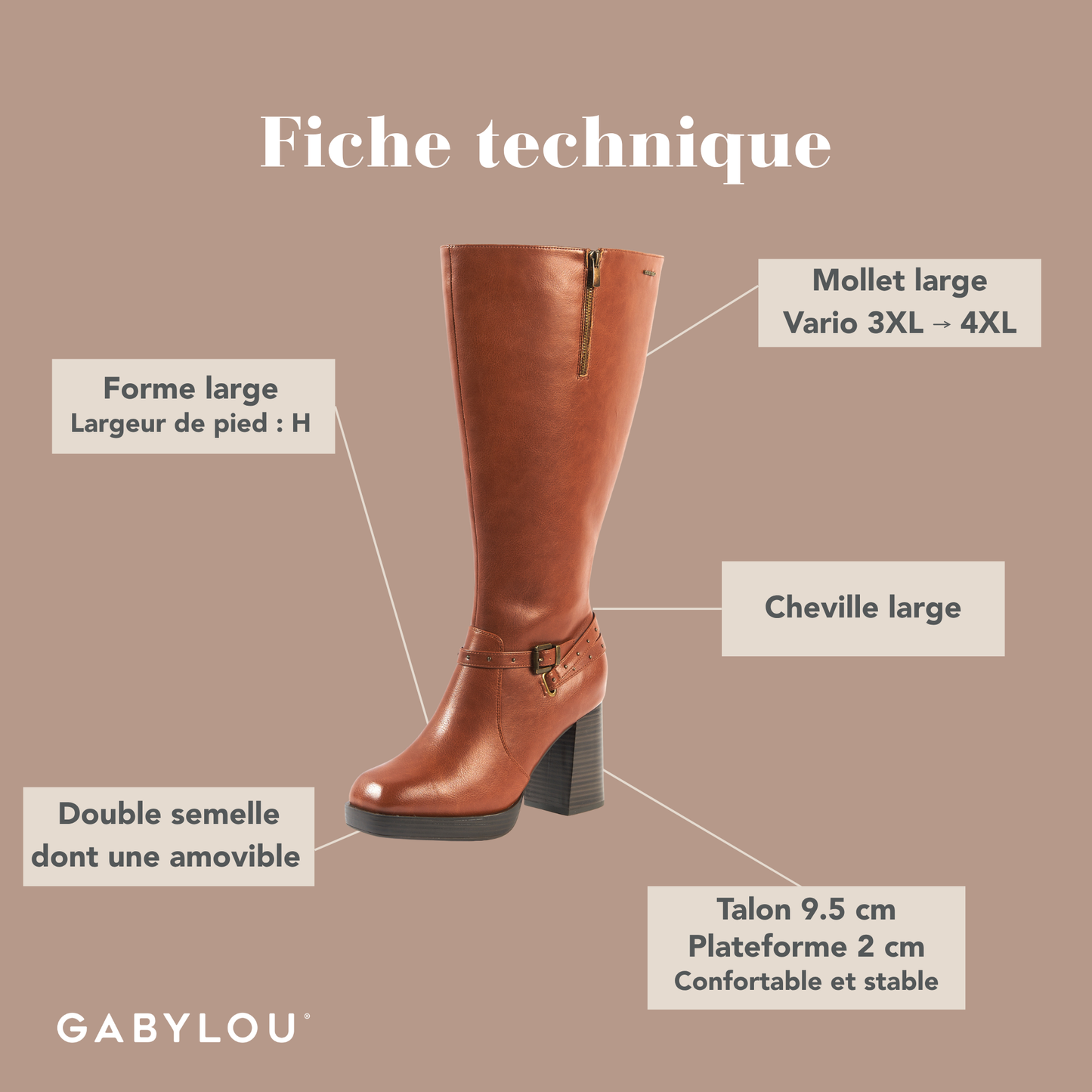 Bottes 3XL pour mollets larges - Modele Manon