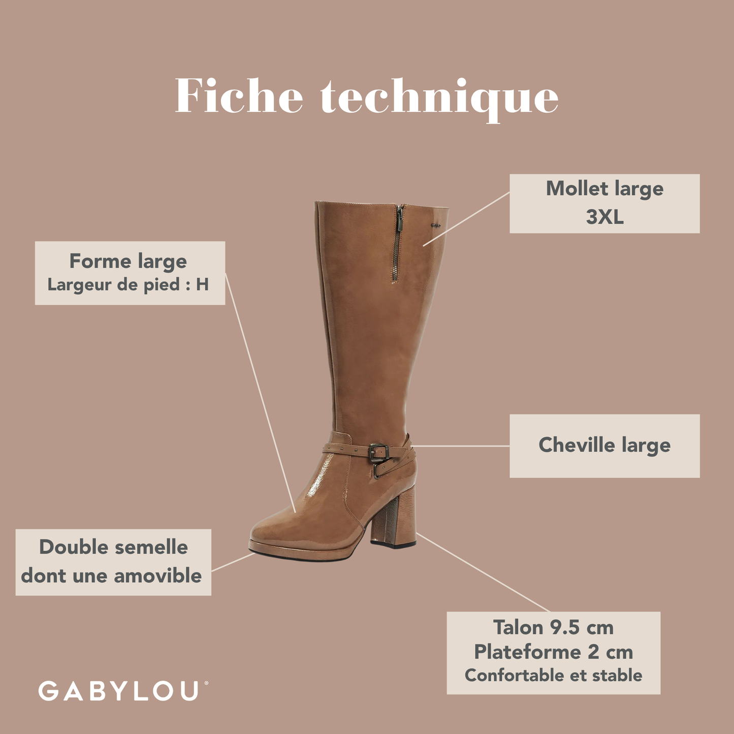 Bottes 3XL pour mollets larges - Modele Manon