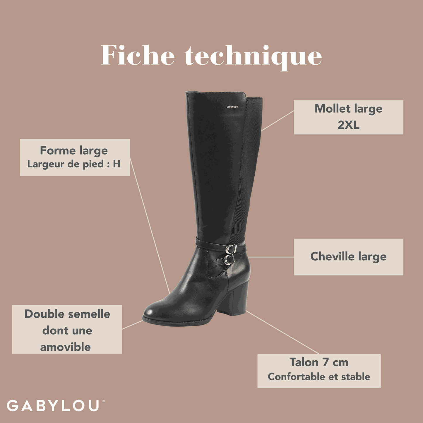 Bottes 2XL pour mollets larges - Modele Marta