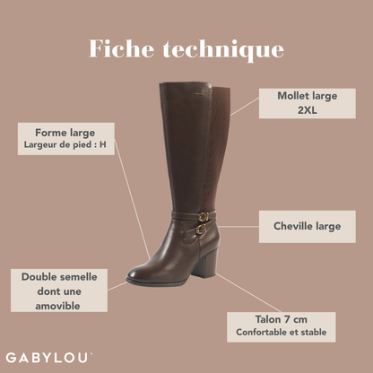Bottes 2XL pour mollets larges - Modele Marta