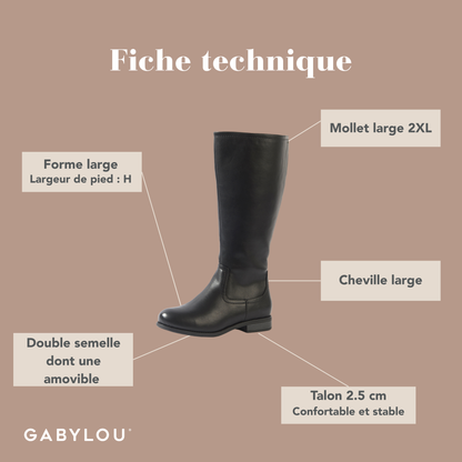 Bottes 2XL pour mollets larges - Modele Melania