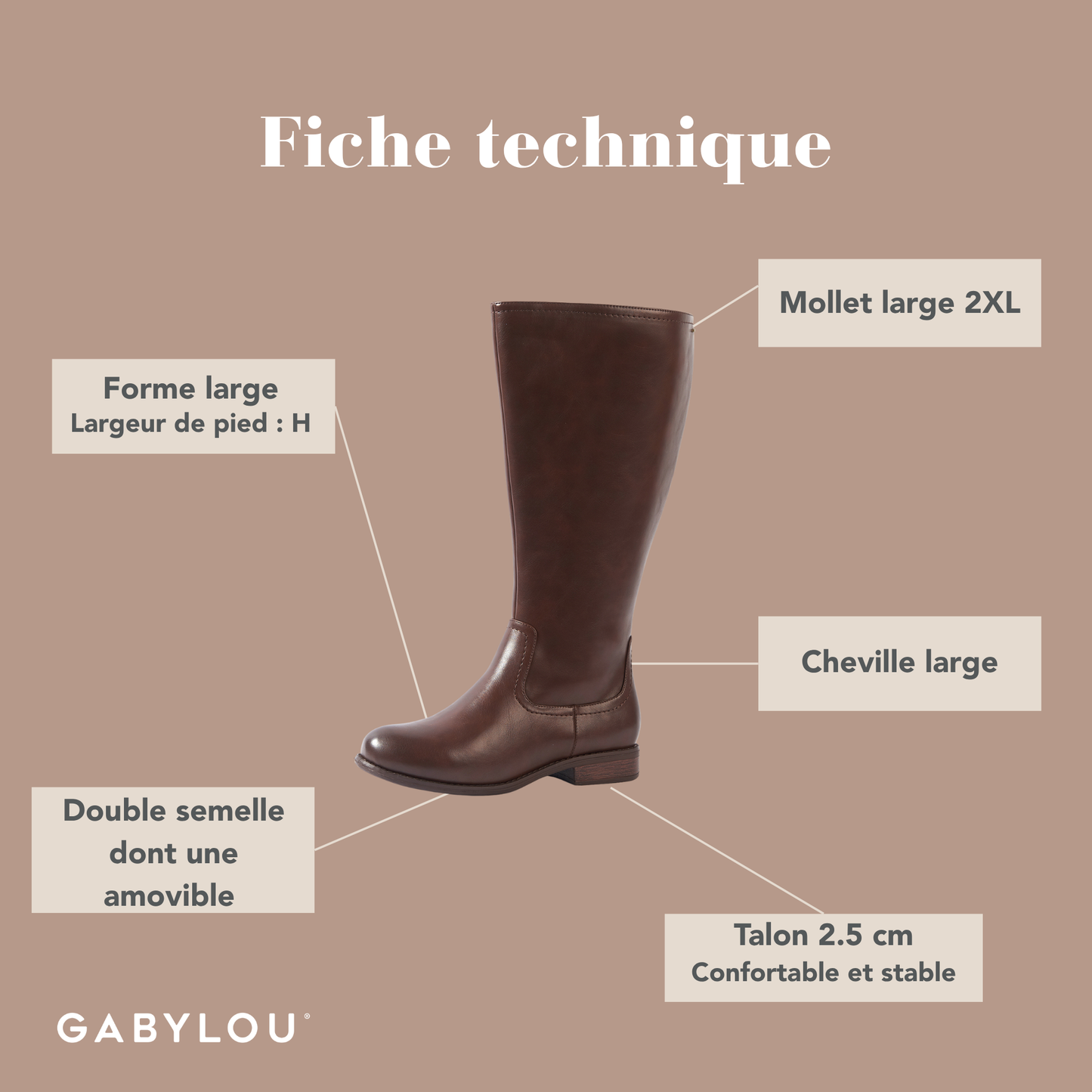 Bottes 2XL pour mollets larges - Modele Melania