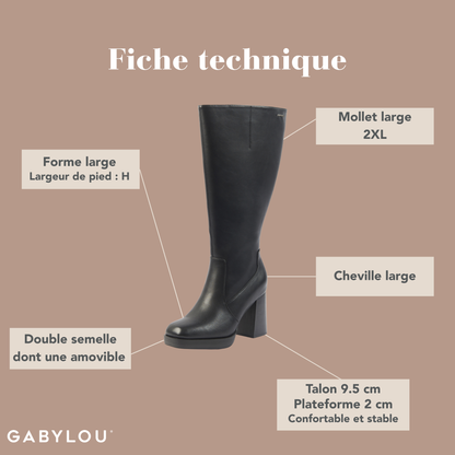 Bottes 2XL pour mollets larges - Modele Melissa