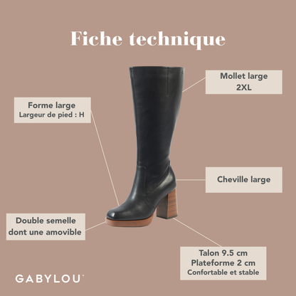 Bottes 2XL pour mollets larges - Modele Melissa