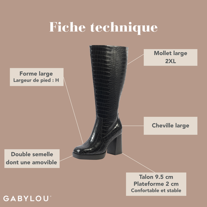 Bottes 2XL pour mollets larges - Modele Melissa