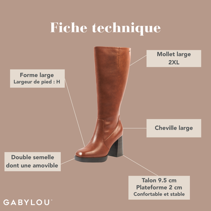 Bottes 2XL pour mollets larges - Modele Melissa