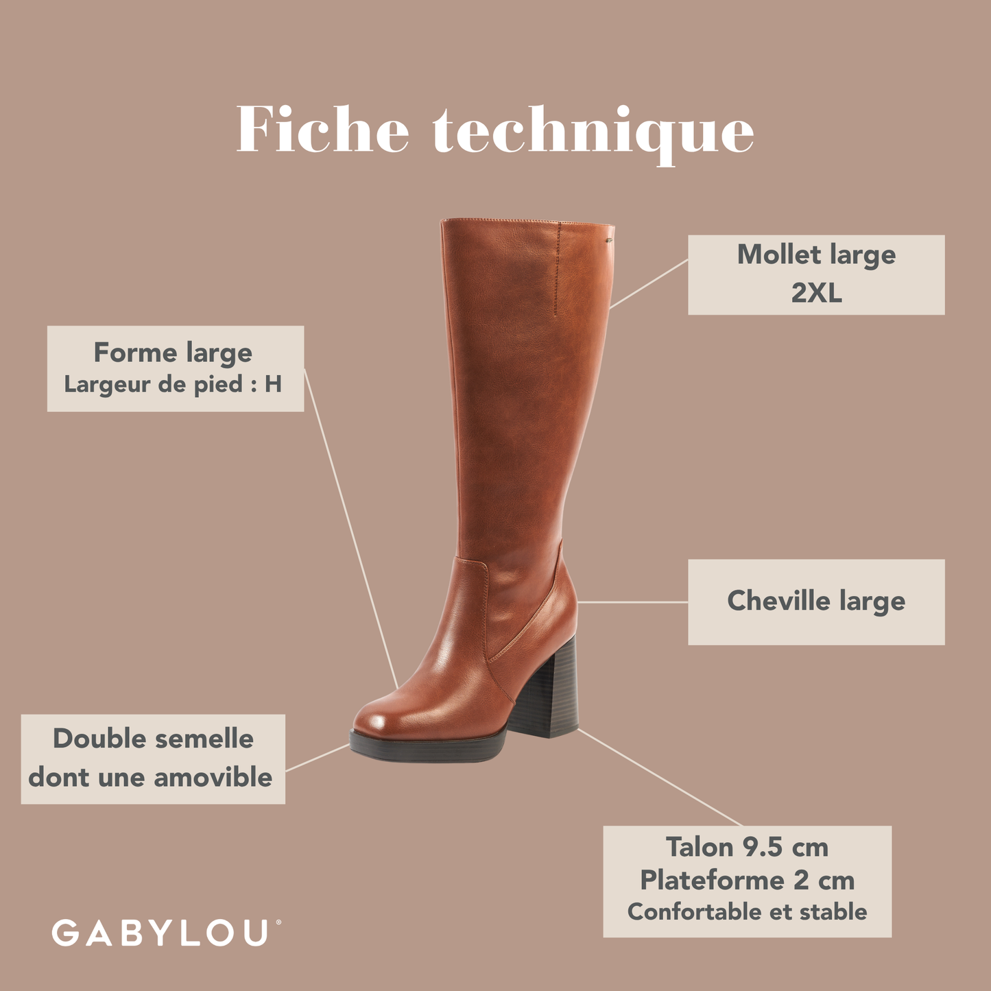 Bottes 2XL pour mollets larges - Modele Melissa