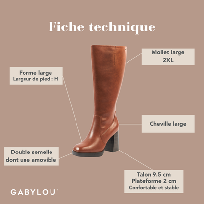 Bottes 2XL pour mollets larges - Modele Melissa