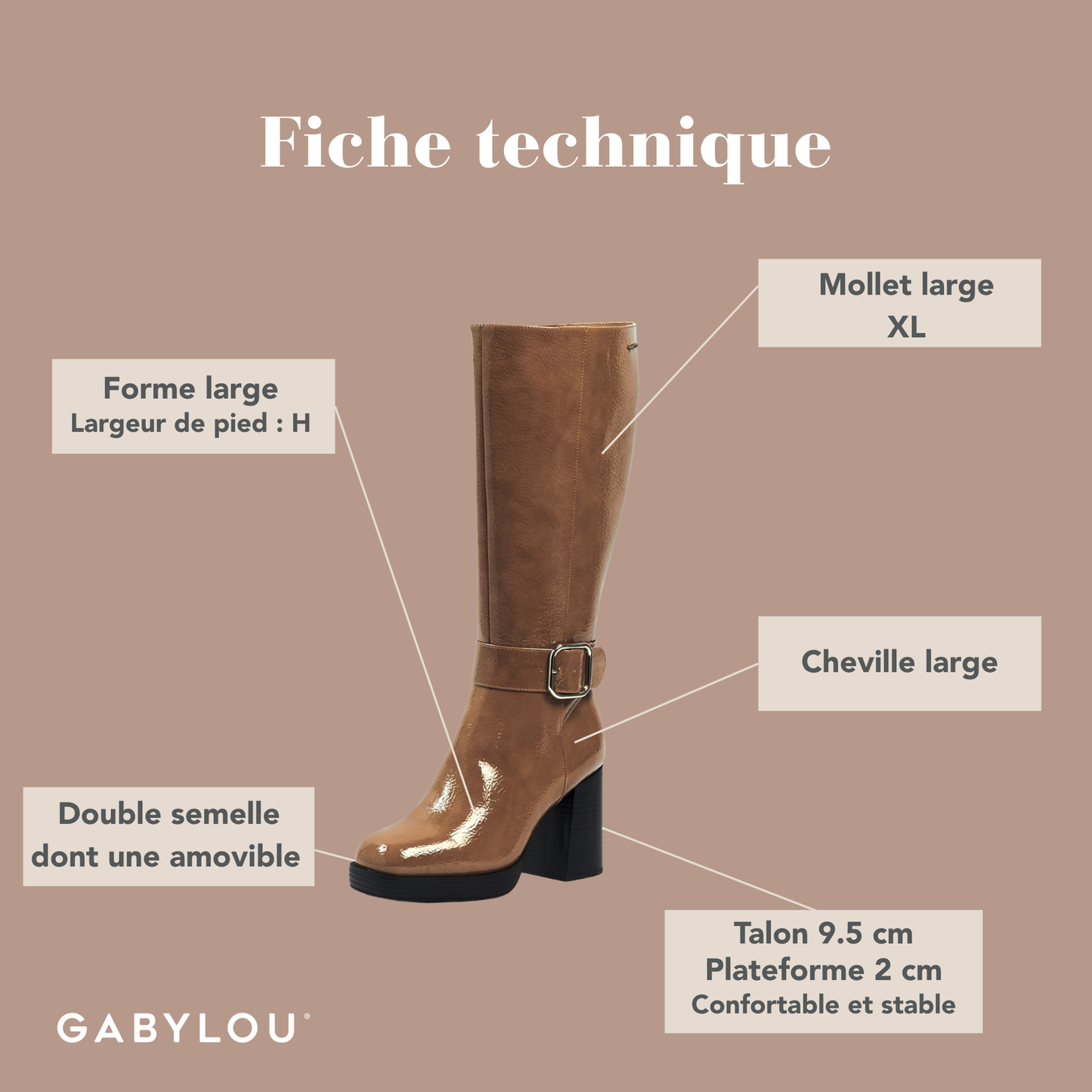 Bottes XL pour mollets larges - Modele Nina