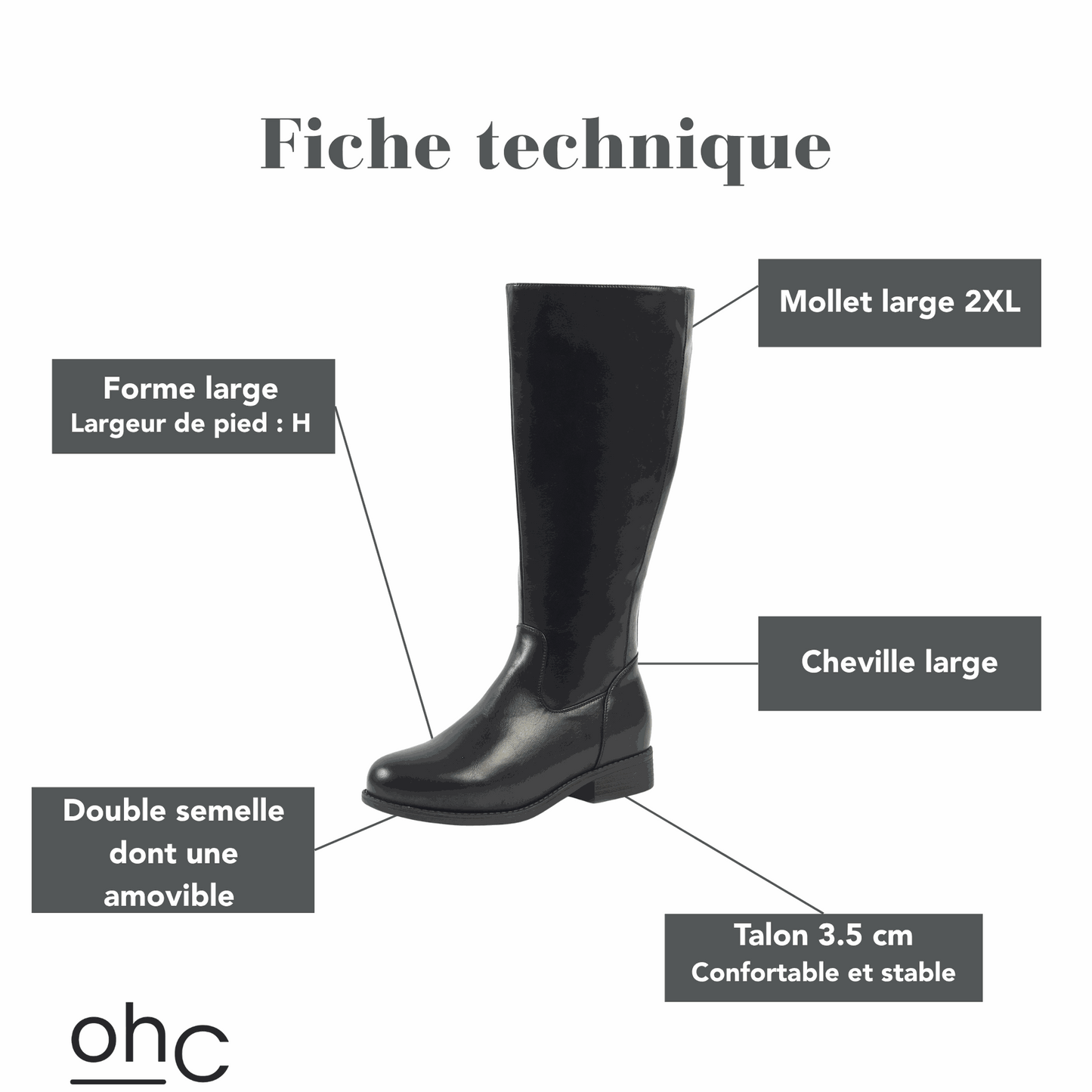 Bottes 2XL pour mollets larges - Modele Orange