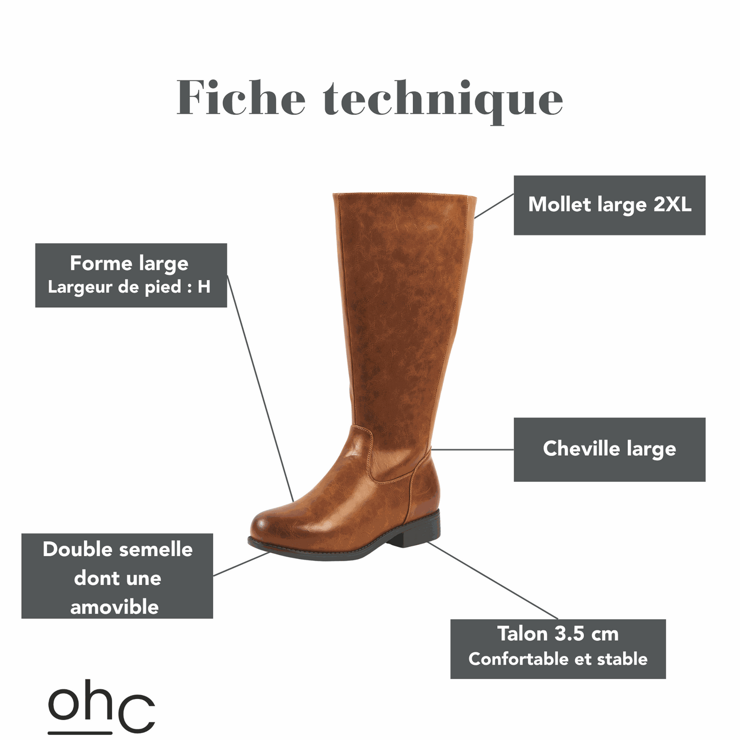 Bottes 2XL pour mollets larges - Modele Orange