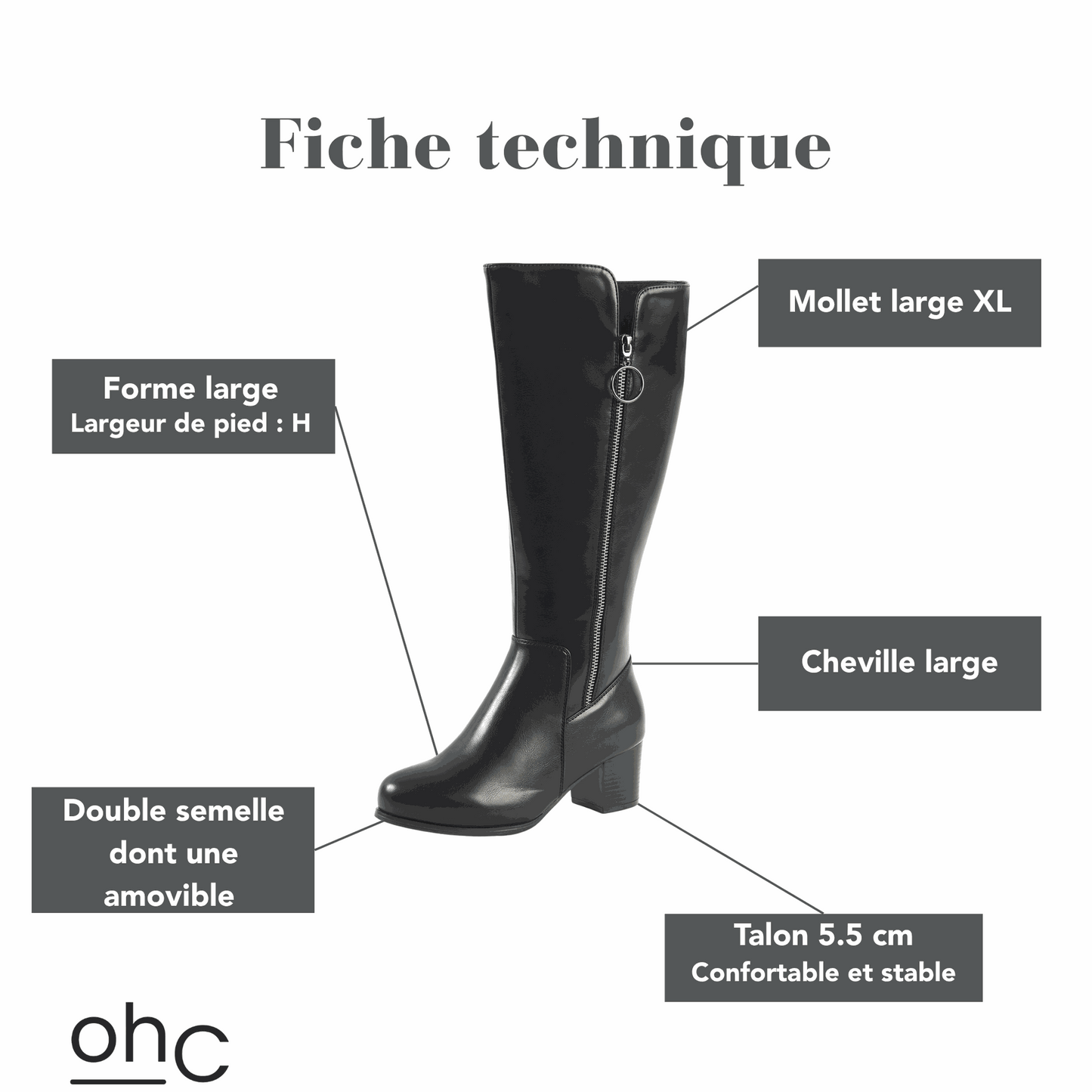 Bottes XL pour mollets larges - Modele Pomelo