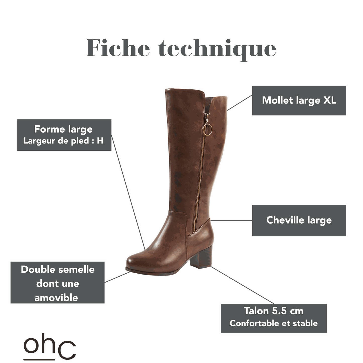 Bottes XL pour mollets larges - Modele Pomelo