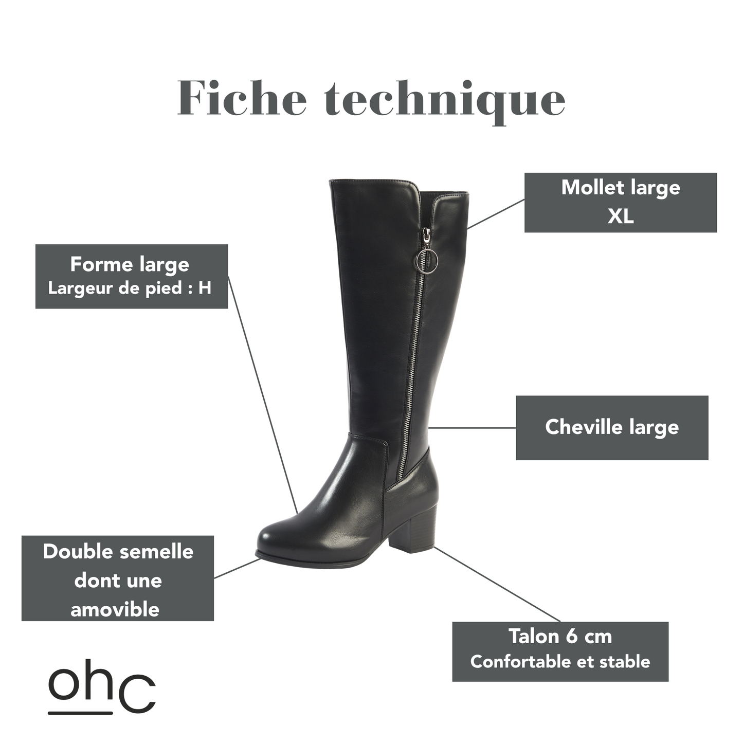 Bottes XL pour mollets larges - Modele Pomelo