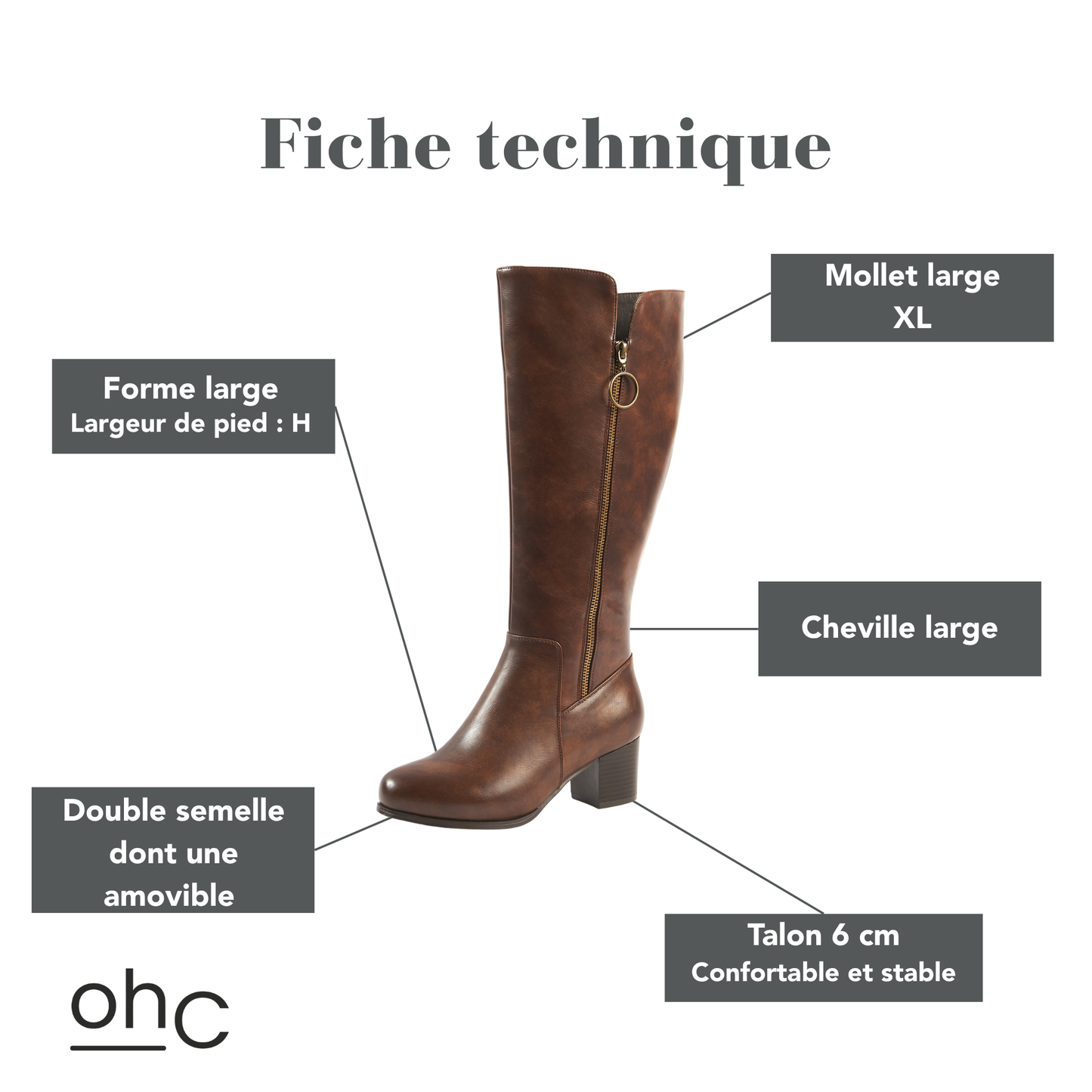 Bottes XL pour mollets larges - Modele Pomelo