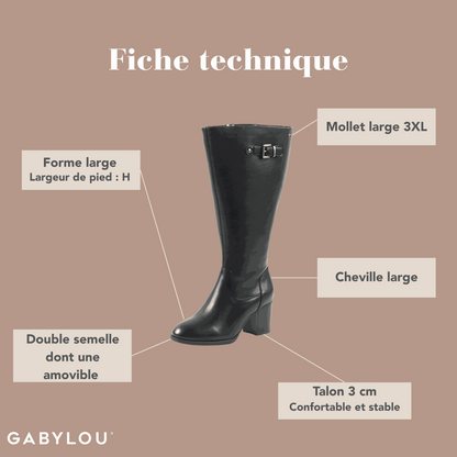 Bottes 3XL pour mollets larges - Modele Romy
