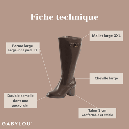 Bottes 3XL pour mollets larges - Modele Romy