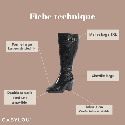 Bottes 3XL pour mollets larges - Modele Romy