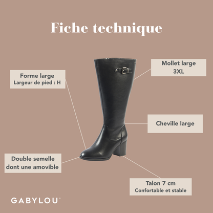 Bottes 3XL pour mollets larges - Modele Romy