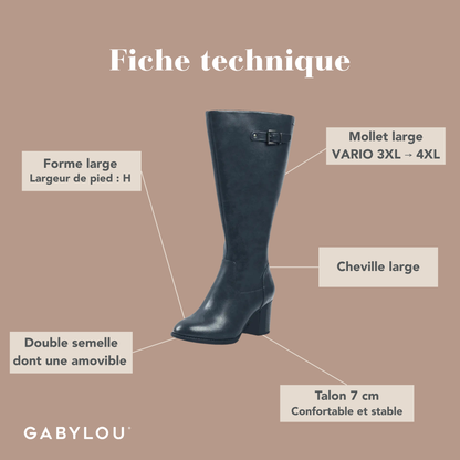 Bottes 3XL pour mollets larges - Modele Romy