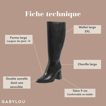 Bottes 2XL pour mollets larges - Modele Sarah