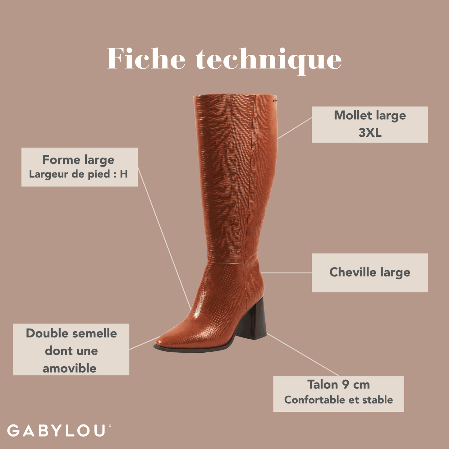 Bottes 2XL pour mollets larges - Modele Sarah