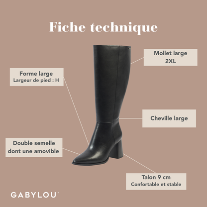 Bottes 2XL pour mollets larges - Modele Sarah
