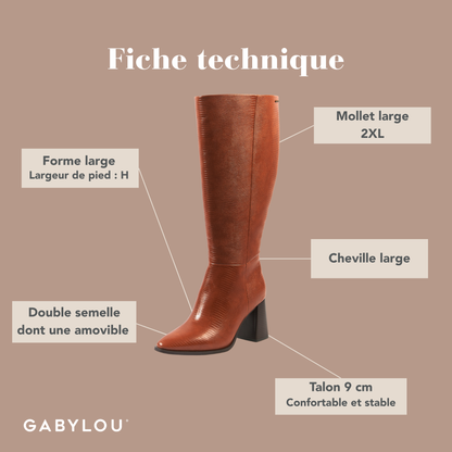Bottes 2XL pour mollets larges - Modele Sarah