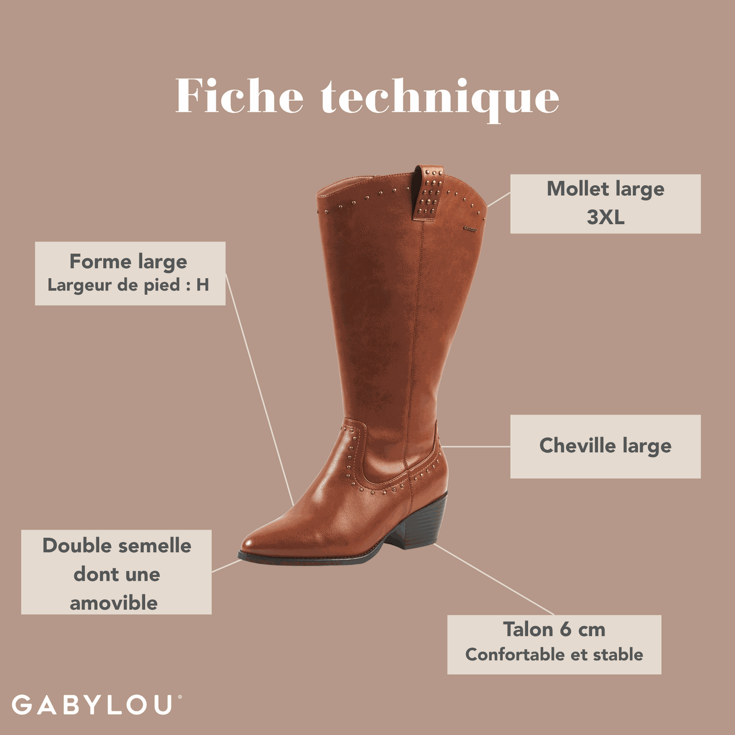 Bottes 3XL pour mollets larges - Modele Thelma
