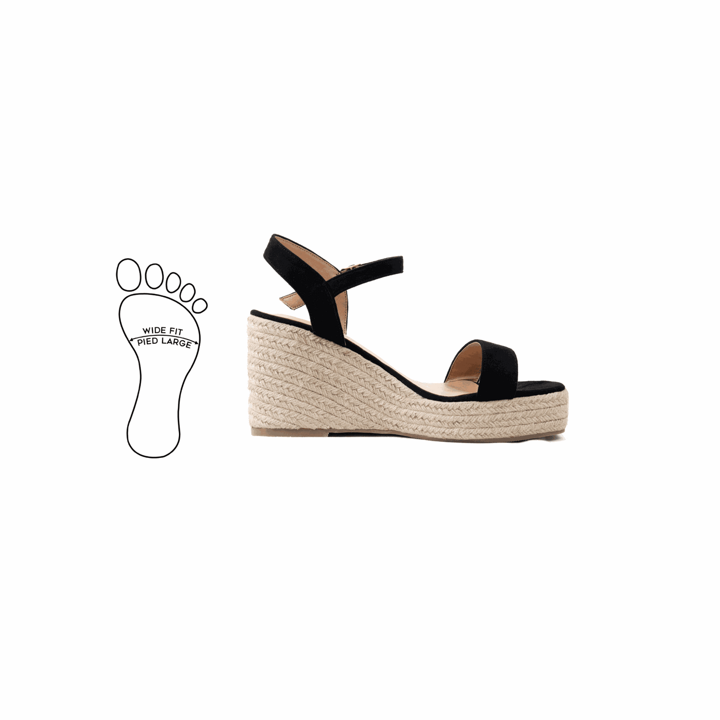 Keil-Sandalen mit verstellbaren breiten Füßen H - Modell Vic