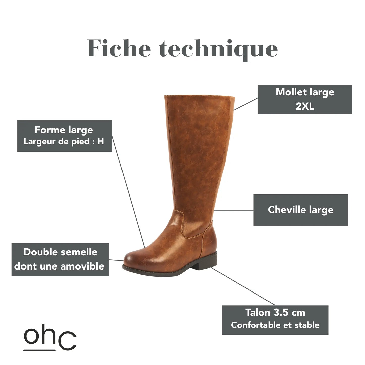 Bottes mollets larges 2XL - Modele Orange